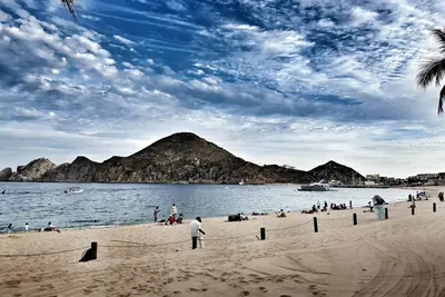 Playa El Médano with the Land's End peninsula in the background, Cabo San Lucas