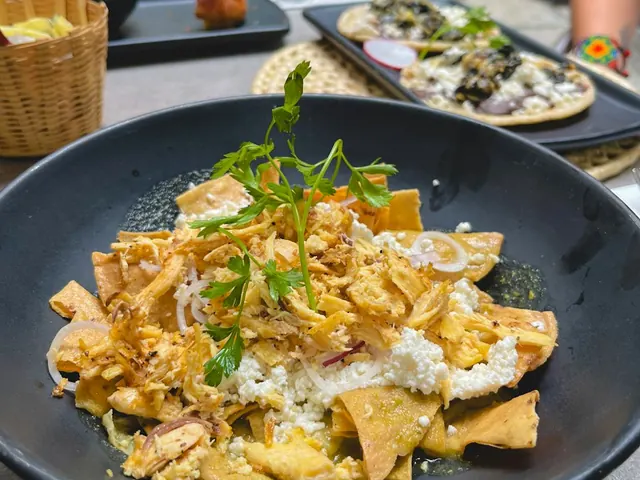 Chilaquiles, one of the breakfast dishes you can order for a morning boat