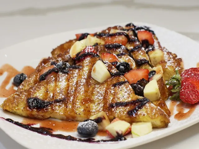 French toast with fruit from the on-board breakfast menu
