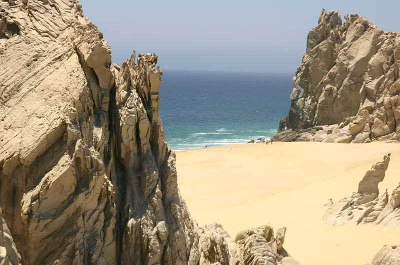 Divorce Beach on the Pacific side of Land's End, seen from the rocks above its sand
