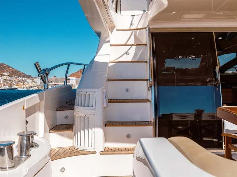 Azimut 70 stairs to the flybridge and aft deck